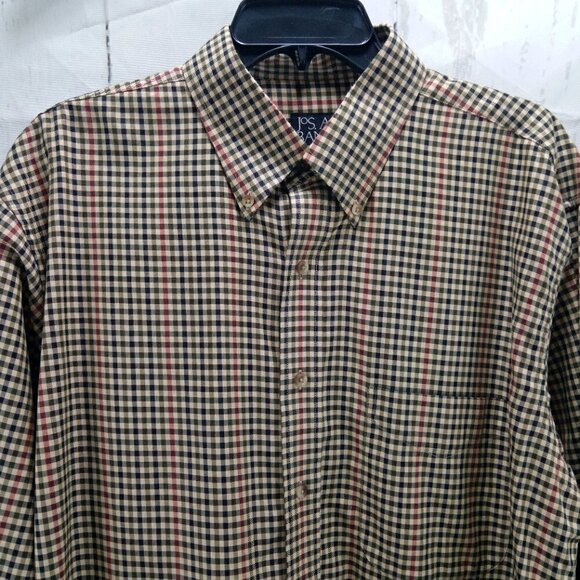 Jos A Bank Traveler's Collection Multicolor Check Men's Long Sleeve Shirt Size L - Picture 2 of 13